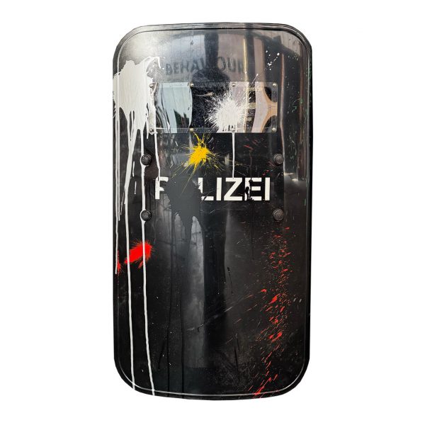 rocco and his brothers painting police shield riot graffiti train writing art urban polizei schild fravil 02