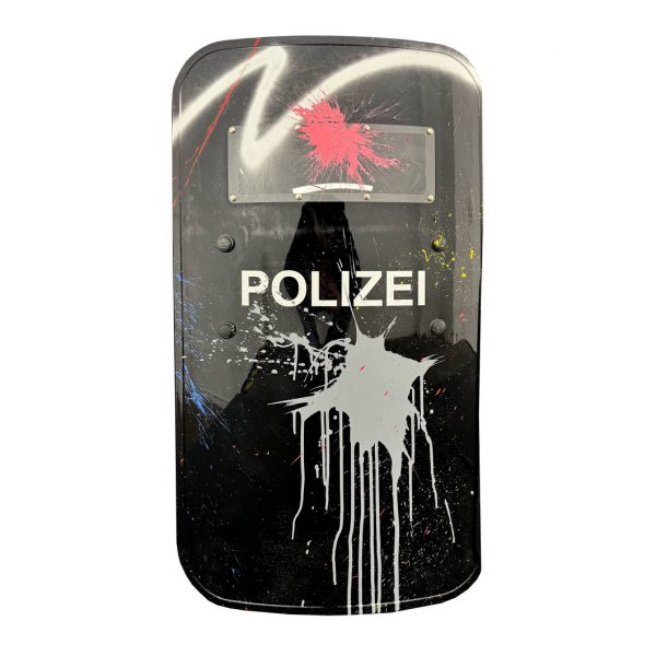 rocco and his brothers painting police shield riot graffiti train writing art urban polizei schild fravil 05