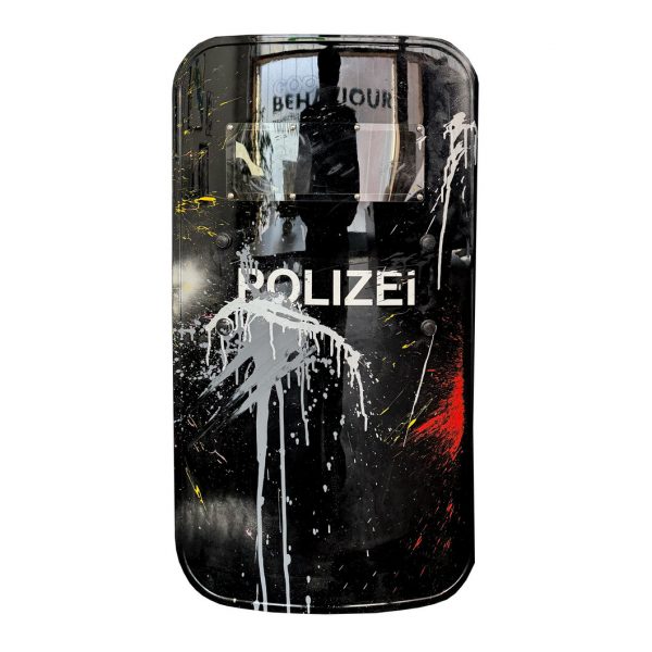 rocco and his brothers painting police shield riot graffiti train writing art urban polizei schild fravil 06