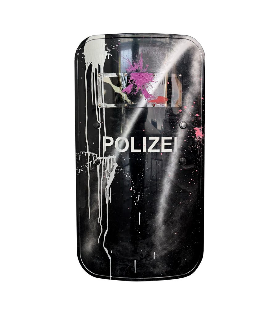 rocco and his brothers painting police shield riot graffiti train writing art urban polizei schild fravil 10