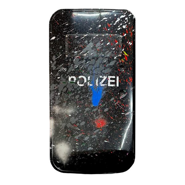 rocco and his brothers painting police shield riot graffiti train writing art urban polizei schild fravil 11