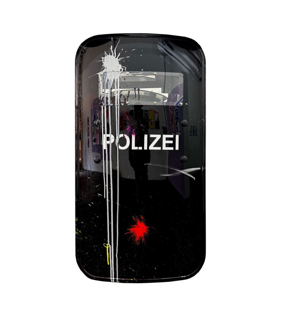 rocco and his brothers painting police shield riot graffiti train writing art urban polizei schild fravil 12