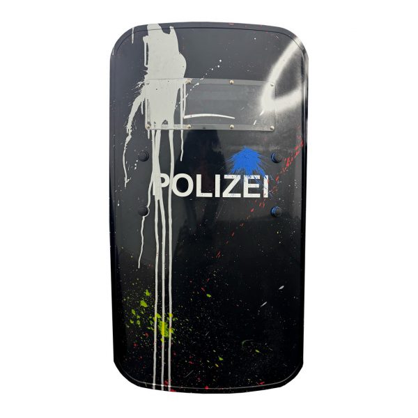 rocco and his brothers painting police shield riot graffiti train writing art urban polizei schild fravil 13