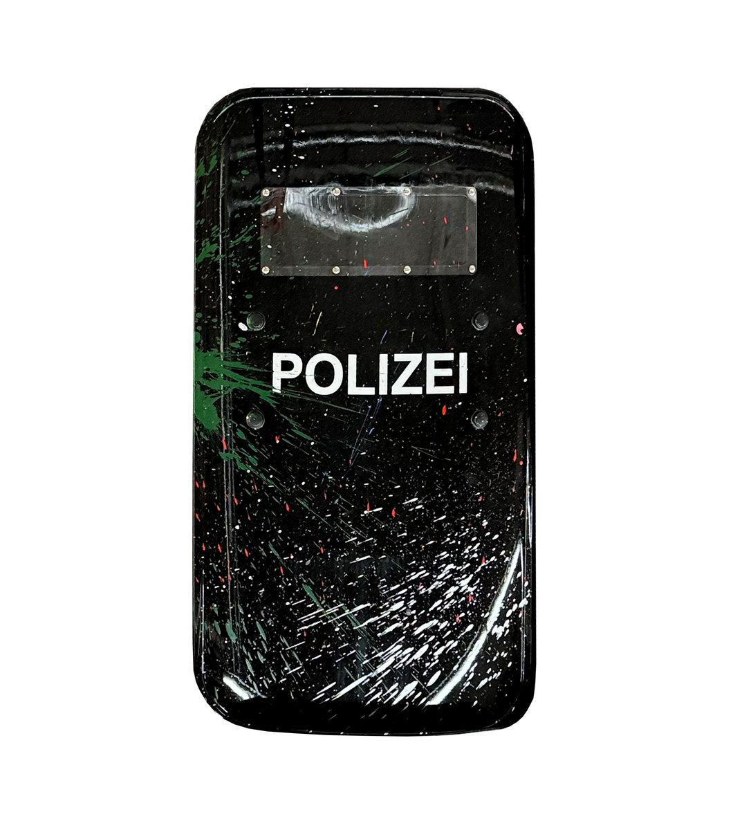 rocco and his brothers painting police shield riot graffiti train writing art urban polizei schild fravil 14