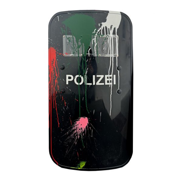 rocco and his brothers painting police shield riot graffiti train writing art urban polizei schild fravil 15