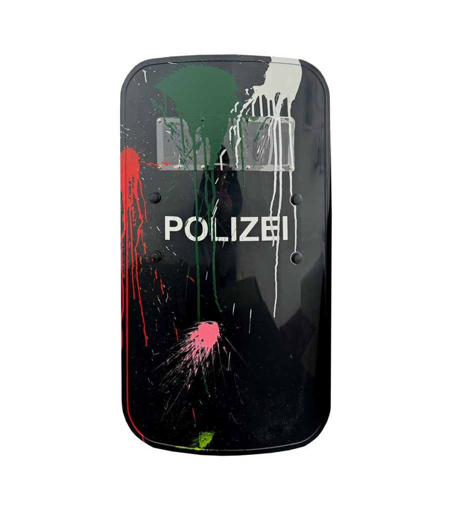 rocco and his brothers painting police shield riot graffiti train writing art urban polizei schild fravil 15