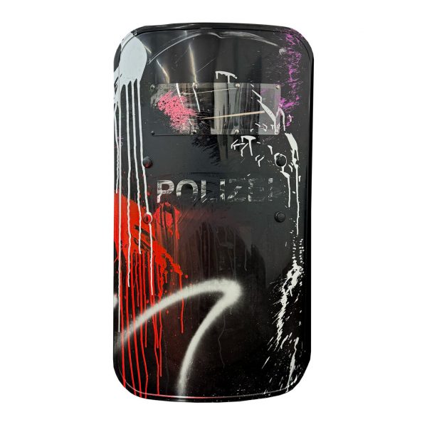 rocco and his brothers painting police shield riot graffiti train writing art urban polizei schild fravil 16