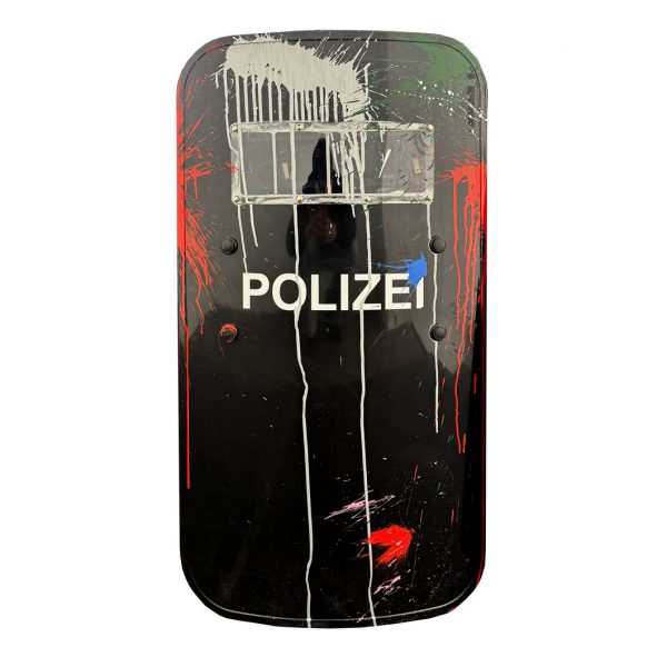 rocco and his brothers painting police shield riot graffiti train writing art urban polizei schild fravil 17