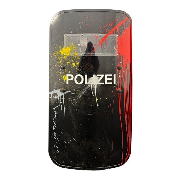 rocco and his brothers painting police shield riot graffiti train writing art urban polizei schild fravil 20