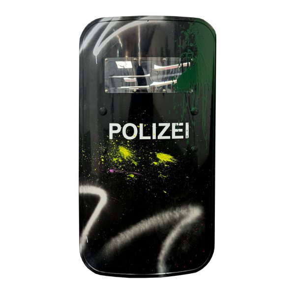 rocco and his brothers painting police shield riot graffiti train writing art urban polizei schild fravil 21