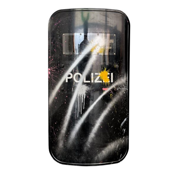 rocco and his brothers painting police shield riot graffiti train writing art urban polizei schild fravil 22