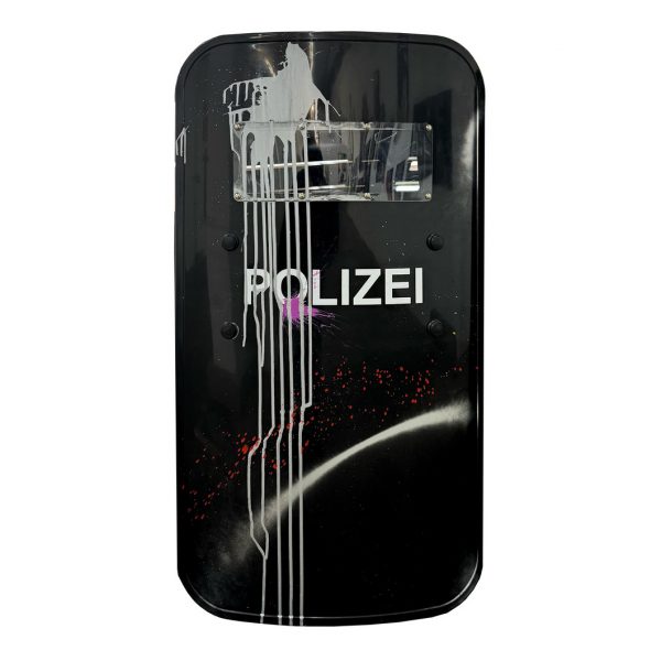 rocco and his brothers painting police shield riot graffiti train writing art urban polizei schild fravil 24