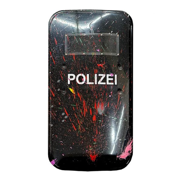 rocco and his brothers painting police shield riot graffiti train writing art urban polizei schild fravil 25