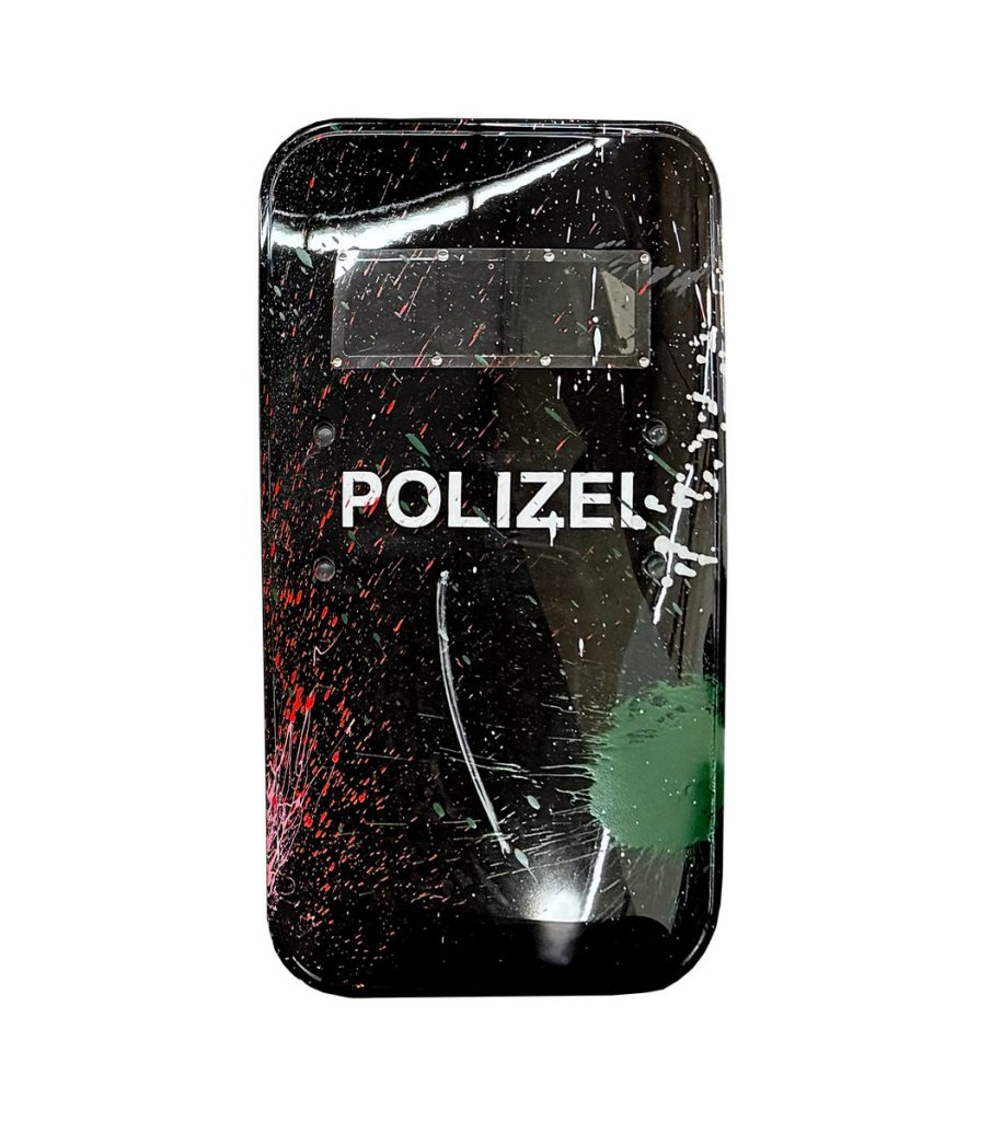 rocco and his brothers painting police shield riot graffiti train writing art urban polizei schild fravil 26