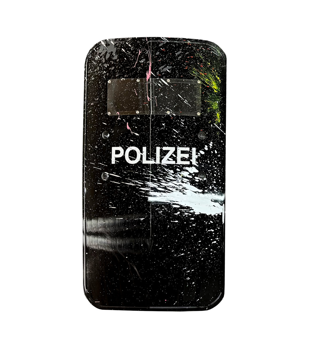 rocco and his brothers painting police shield riot graffiti train writing art urban polizei schild fravil 31