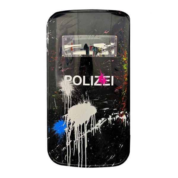 rocco and his brothers painting police shield riot graffiti train writing art urban polizei schild fravil 34